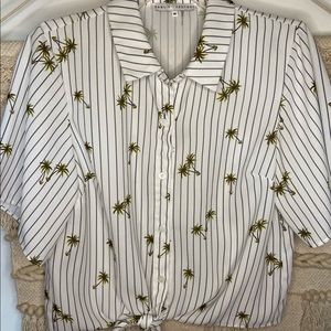 English Factory Palm Tree Tie Blouse